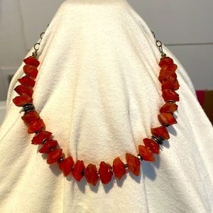 Rust orange quartz crystal stone necklace